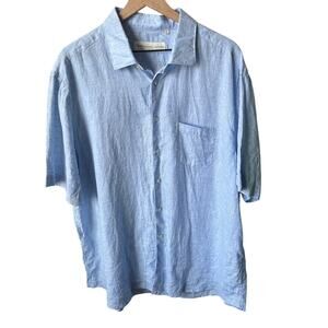 Today is Beautiful / Ron Herman Made in Italy Light Blue Linen Shirt 18.5 46 XL